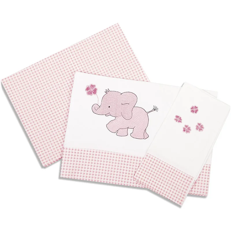 Σεντόνια Κούνιας Σετ Dimcol Elephant 17 Ροζ 120x170