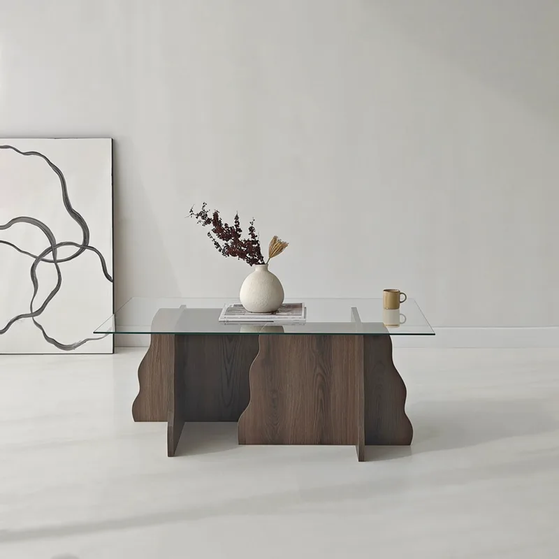 Τραπεζάκι Σαλονιού Canyon - Walnut, Transparent 552Nos2287 (105x40x65 cm)
