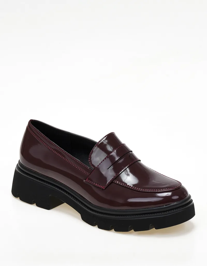 Loafers λουστρίνι με τρακτερωτή σόλα - Μπορντώ