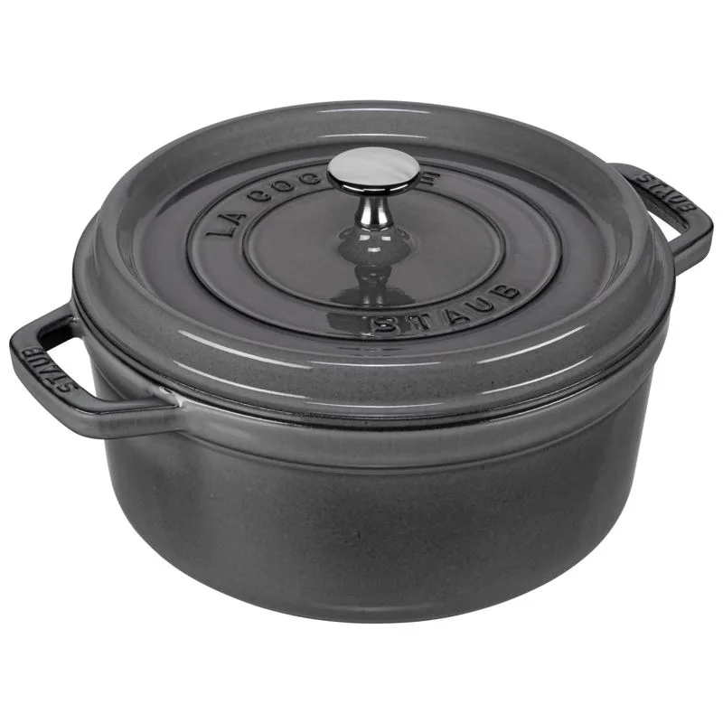 Staub Round Cocotte, 24 cm, Graphite Grey, Cast Iron