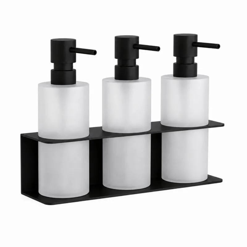 Επιτοίχια Dispenser (3 x 500ml) - Matt Black, Pam & Co, W25 x D8.5 x H25 (cm), 78-403