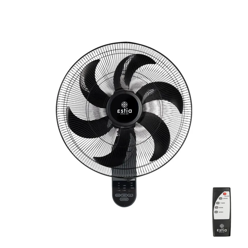 Estia Ανεμιστήρας Επιτοίχιος Bow 45Cm 75W Μαύρος Με Τηλεχειριστήριο