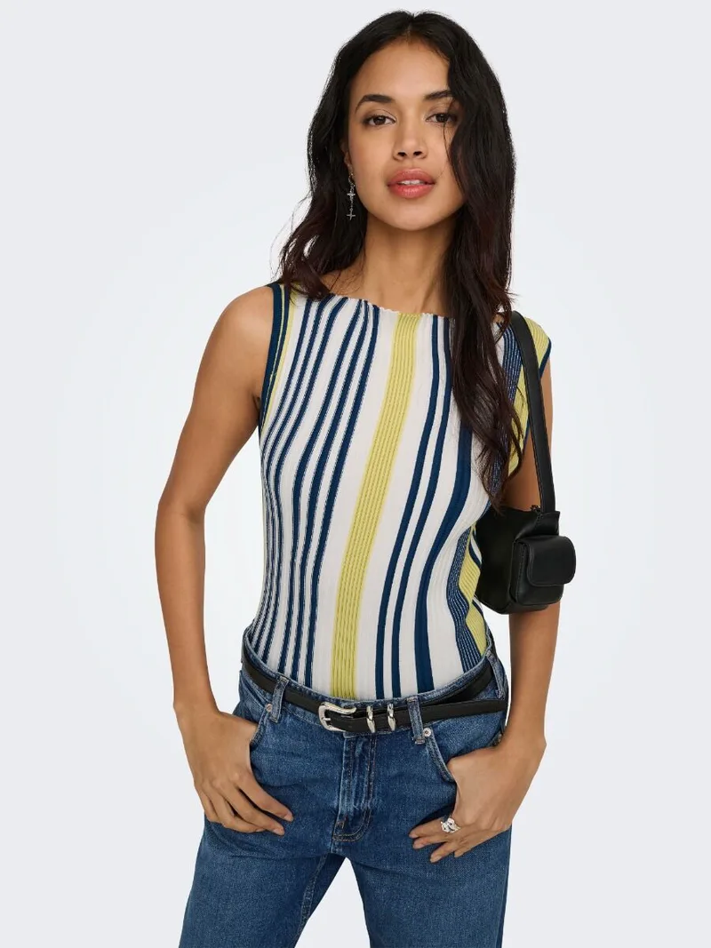 Only Coralie Γυναικείo Life Boatneck Αμάνικο Top 15367392 Λευκό