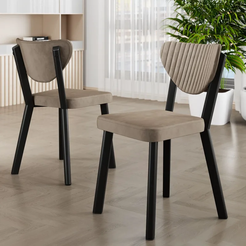 Σετ Καρέκλες (6 Τμχ) Arfe - Cappuccino, Black 240Chr1796 (45x86x46 cm)