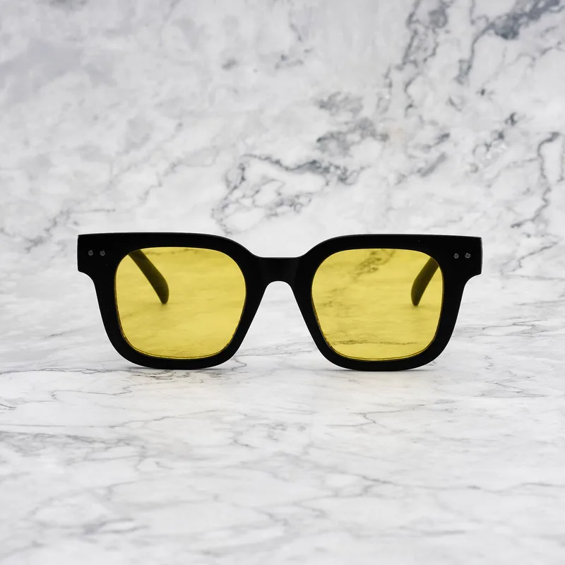 WILLIAM TWO Tinted Sunglasses | Matt Black | Yellow Shades | Explicit Poets Sunglasses