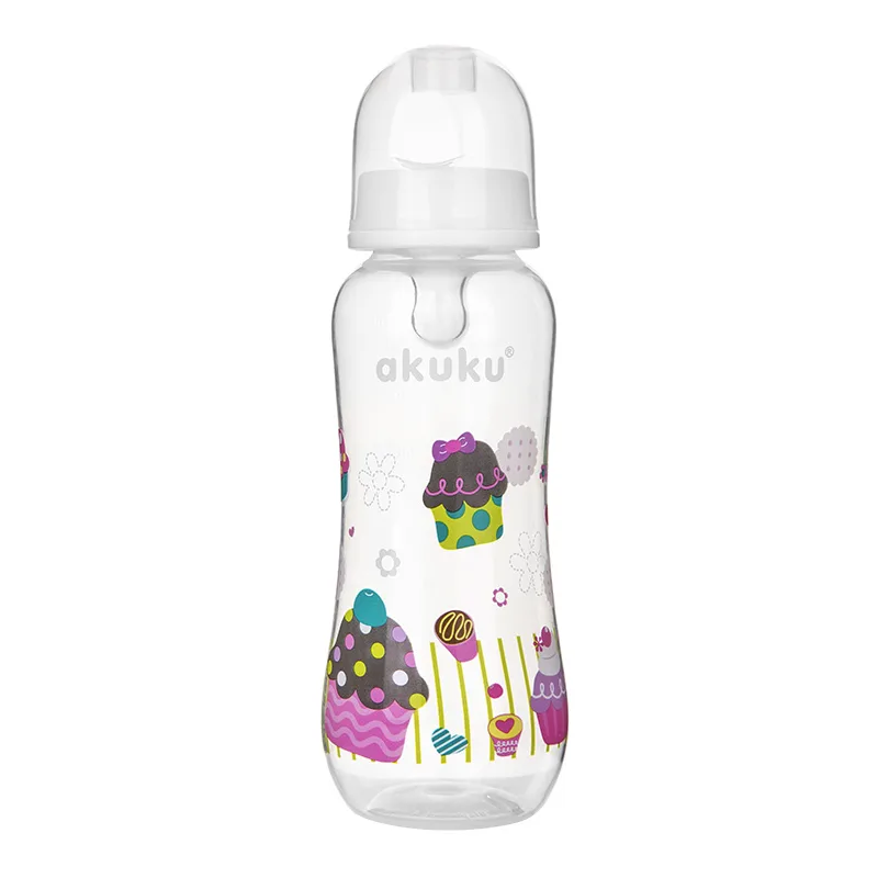 Πλαστικό Μπιμπερό 250ml Με Θηλή Σιλικόνης 0+Μ Akuku White Cupcake