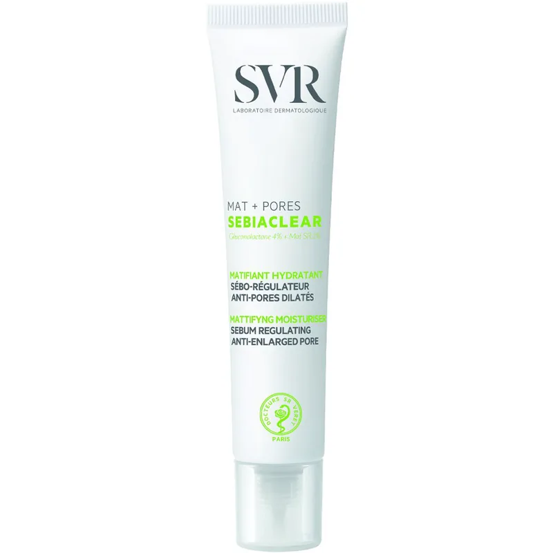 SVR Sebiaclear Mat & Pores Sebum Regulating Anti-Enlarged Pore Cream Ματ Κρέμα Προσώπου Διπλής Δράσης για Ενυδάτωση & Ρύθμιση Σμήγματος με 4% Γλυκονολακτόνη, Σαλικυλικό Οξύ & 2% Mat SR 40ml