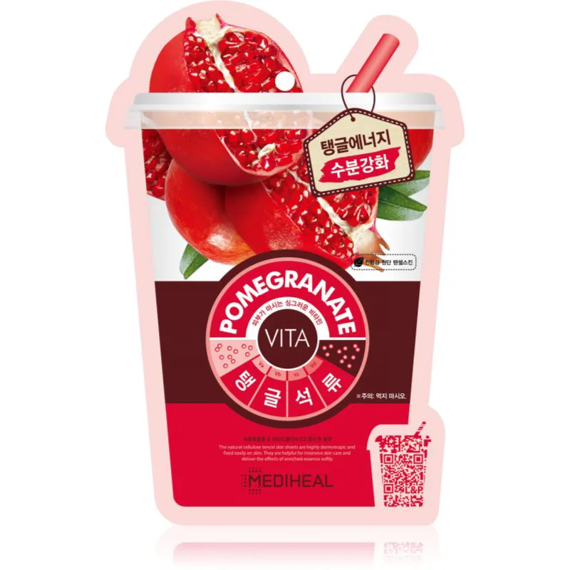 MEDIHEAL Vita Mask Pomegranate υφασμάτινη μάσκα ενυδάτωσης με κολαγόνο 20 ml