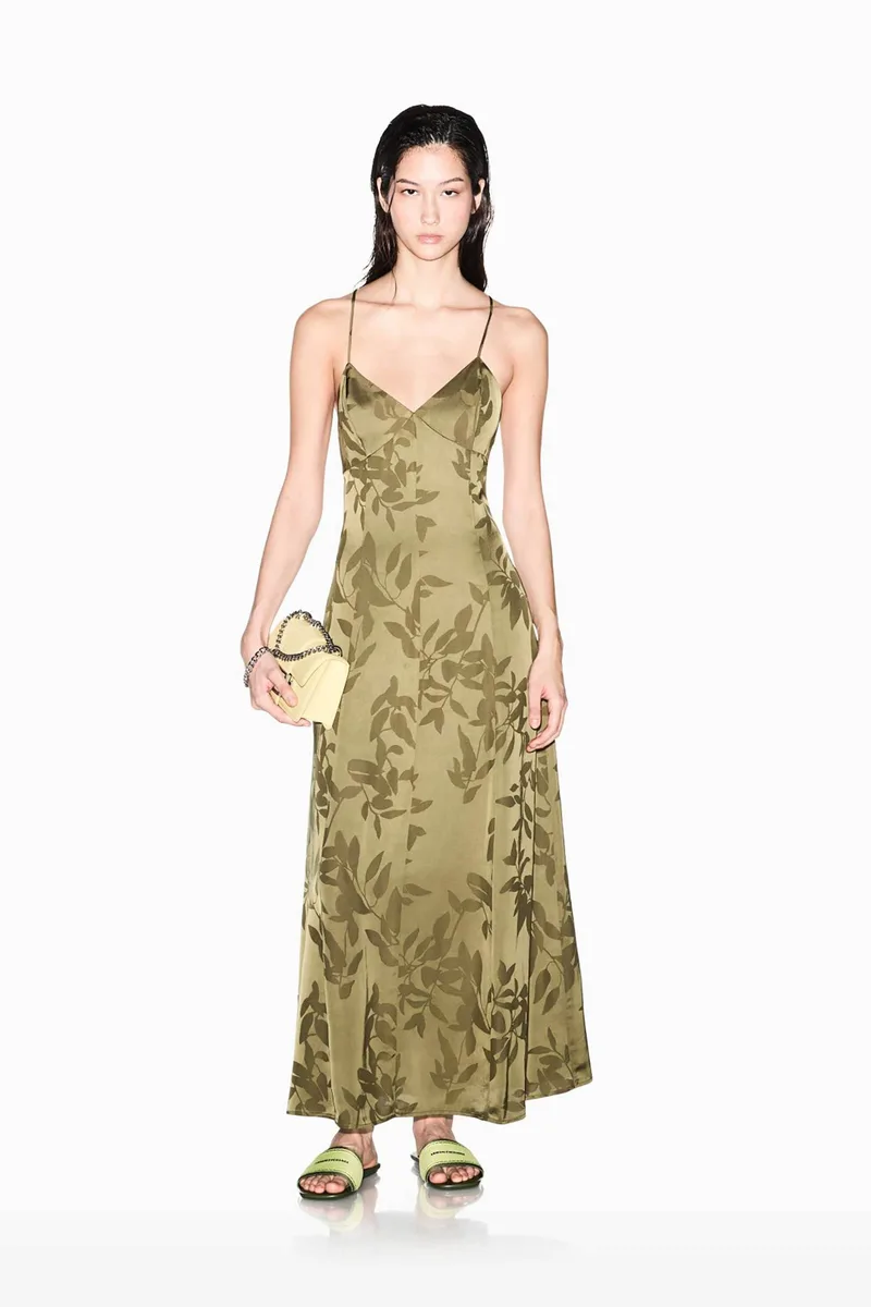 Armani Exchange γυναικείο midi αμάνικο φόρεμα με all-over print - XW002012AF21551 Λαδί