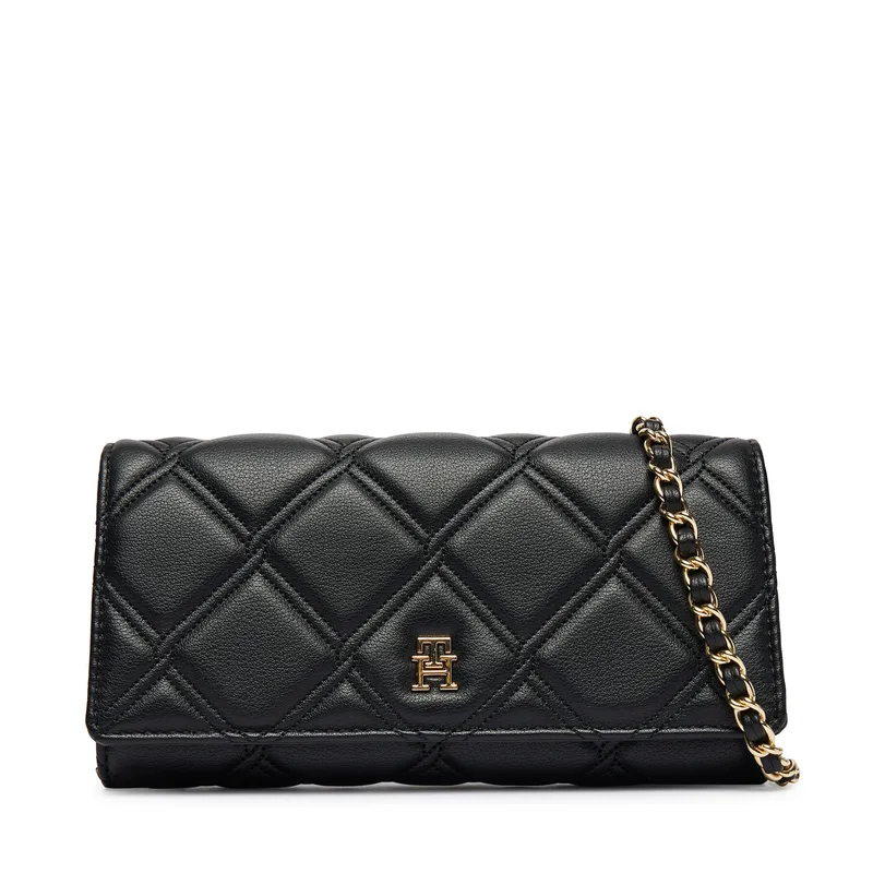 Τσάντα Tommy Hilfiger Th Feminine Wallet On Chain AW0AW18795 Μαύρο