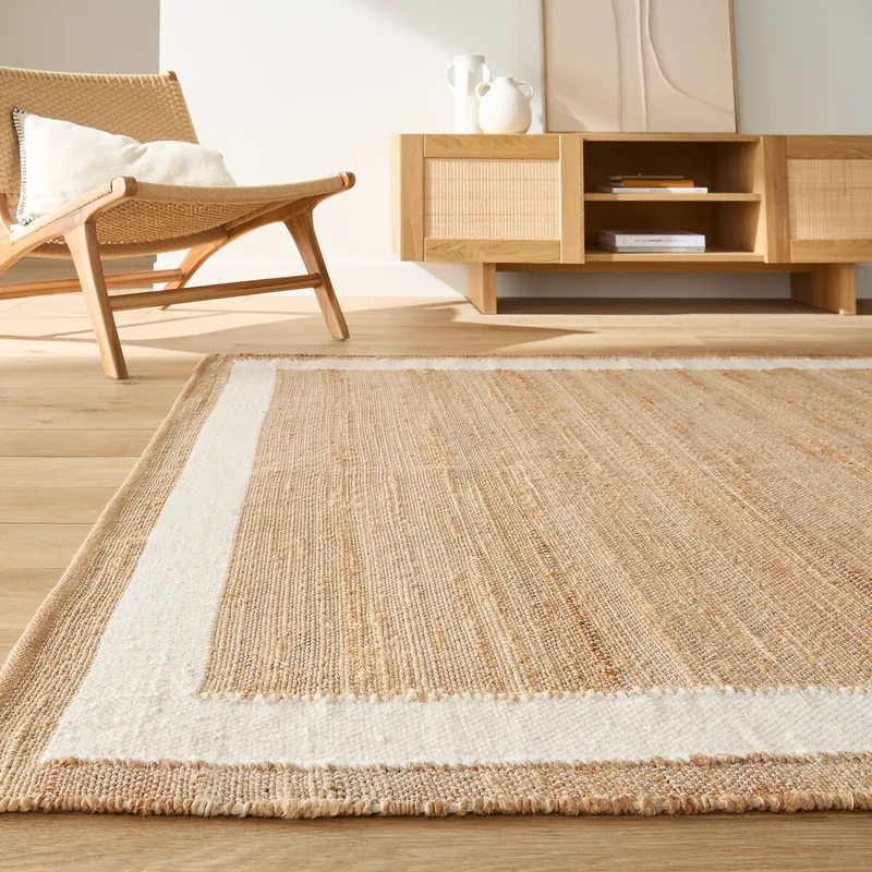 Χαλί από γιούτα και μαλλί με μπορντούρα 120x170 cm Μ120xΠ170cm