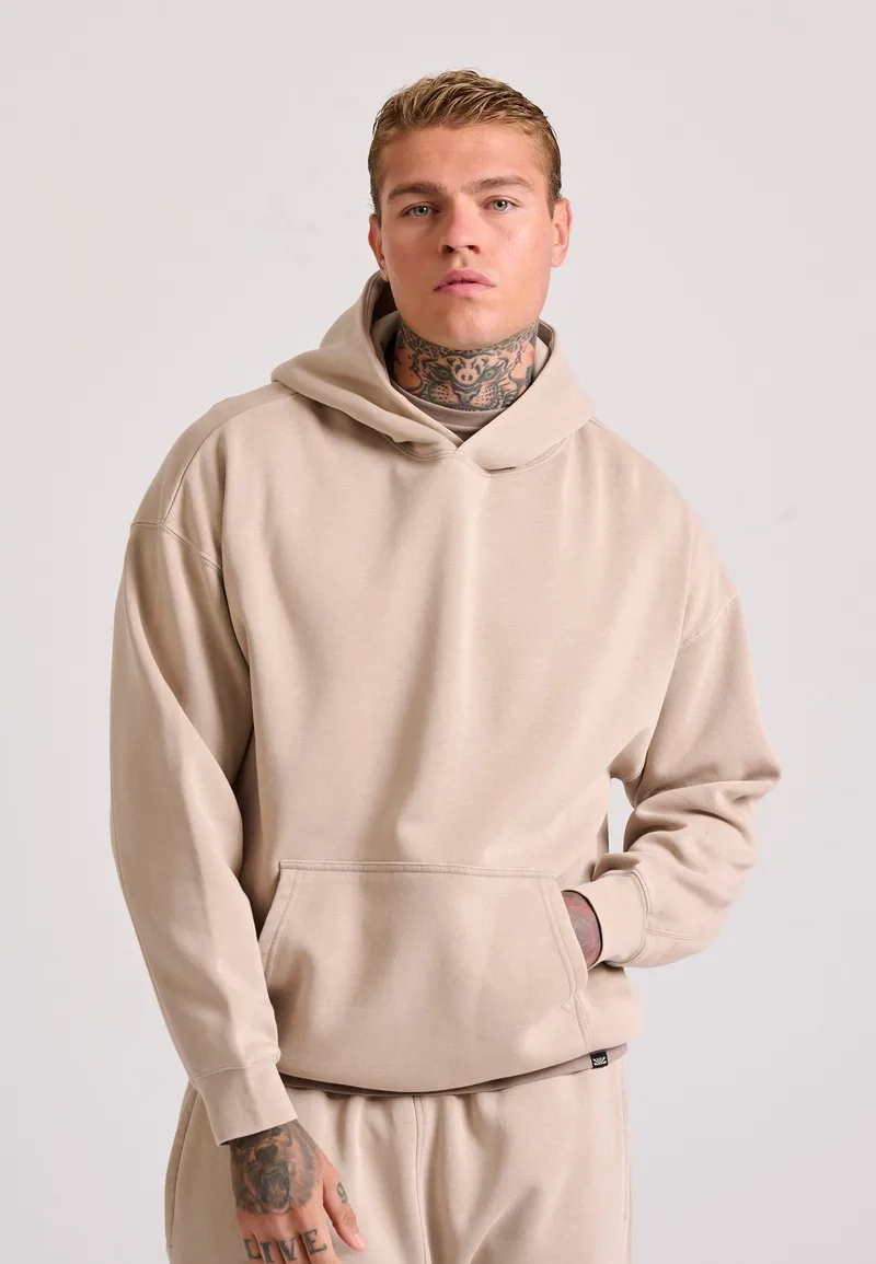 Oversized garment dyed φούτερ με κουκούλα