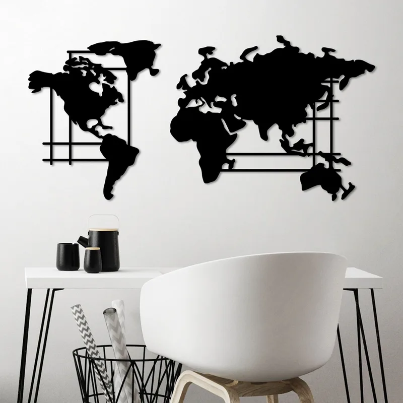 Μεταλλικό Διακοσμητικό Τοίχου World Map - L 891Tnl3211 120x56 cm