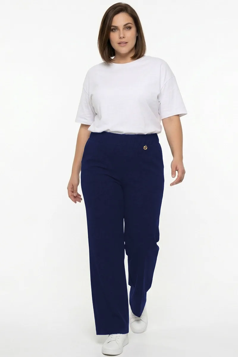 Παντελόνα heavy ελαστική σε μπλε χρώμα plus size