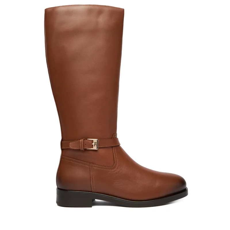 Μπότες Tommy Hilfiger Th Buckle Riding Lthr Long Boot FW0FW08873 Καφέ