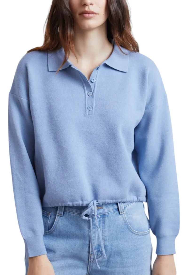 Μπλούζα Μακρυμάνικη 24 Colours With Polo Collar 41172a-BLUE Γυναικείο