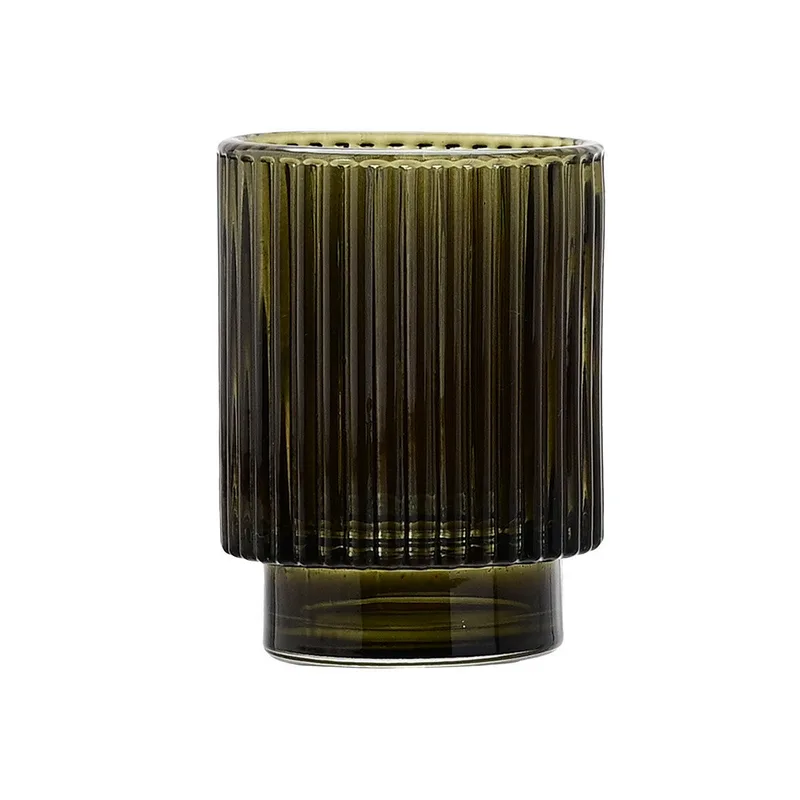 ESTIA ΠΟΤΗΡΑΚΙ ΜΠΑΝΙΟΥ GLASS 7.5x7.5x9.7cm OLIVE GREEN 02-14889