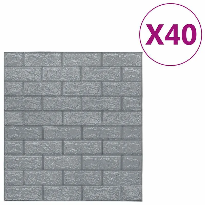 vidaXL 3D Τούβλα Ταπετσαρίας Αυτοκόλλητα Ανθρακί 40 τεμ.