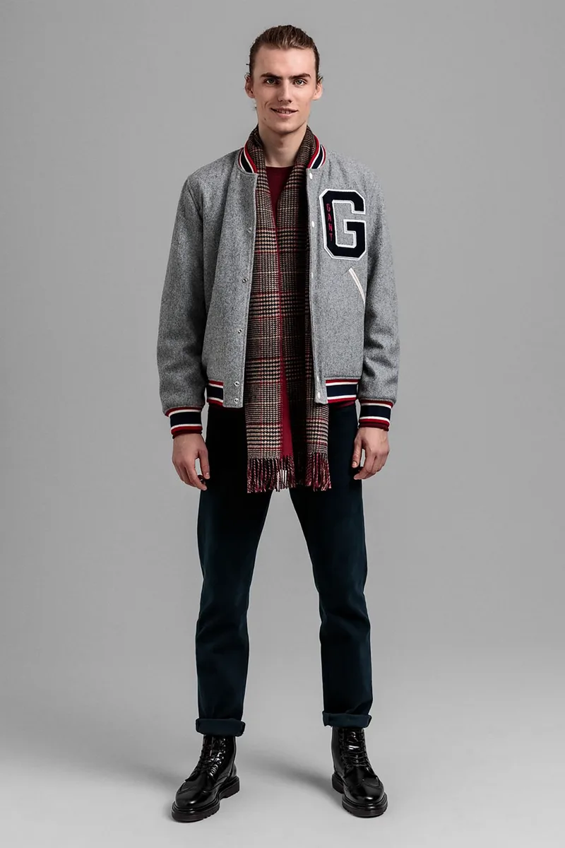 Gant ανδρικό μάλλινο bomber jacket "Melton" - 7006083 Γκρι