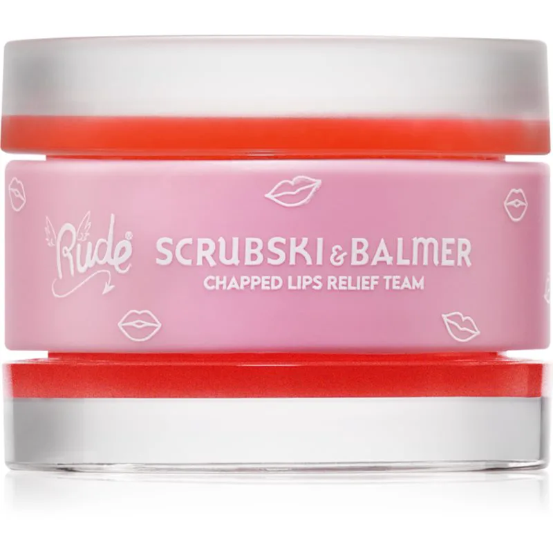 Rude Cosmetics Scrubski & Balmer βάλσαμο και πίλινγκ χειλιών απόχρωση Juicy Peach 7.5 γρ