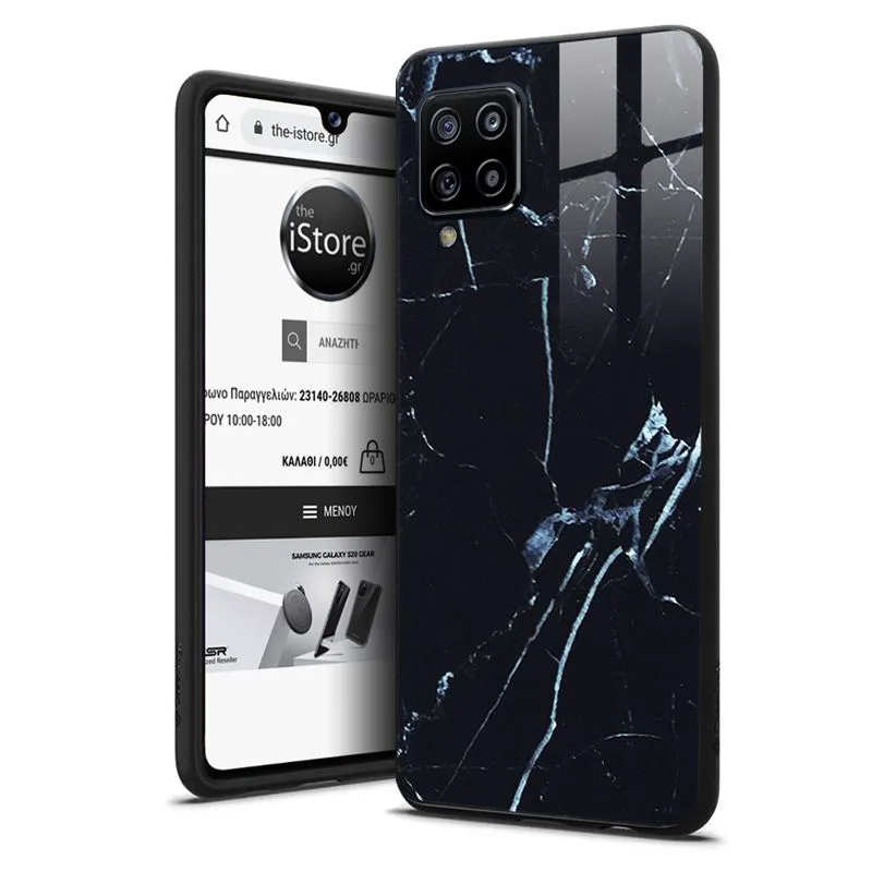 Glossy Marble Black Case Samsung Galaxy A22 4G