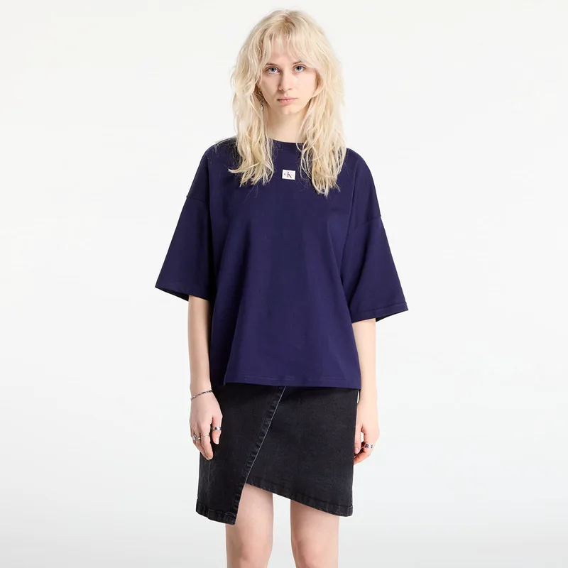 T-shirt Calvin Klein Jeans Ss Woven Label Overs Tee Purple L