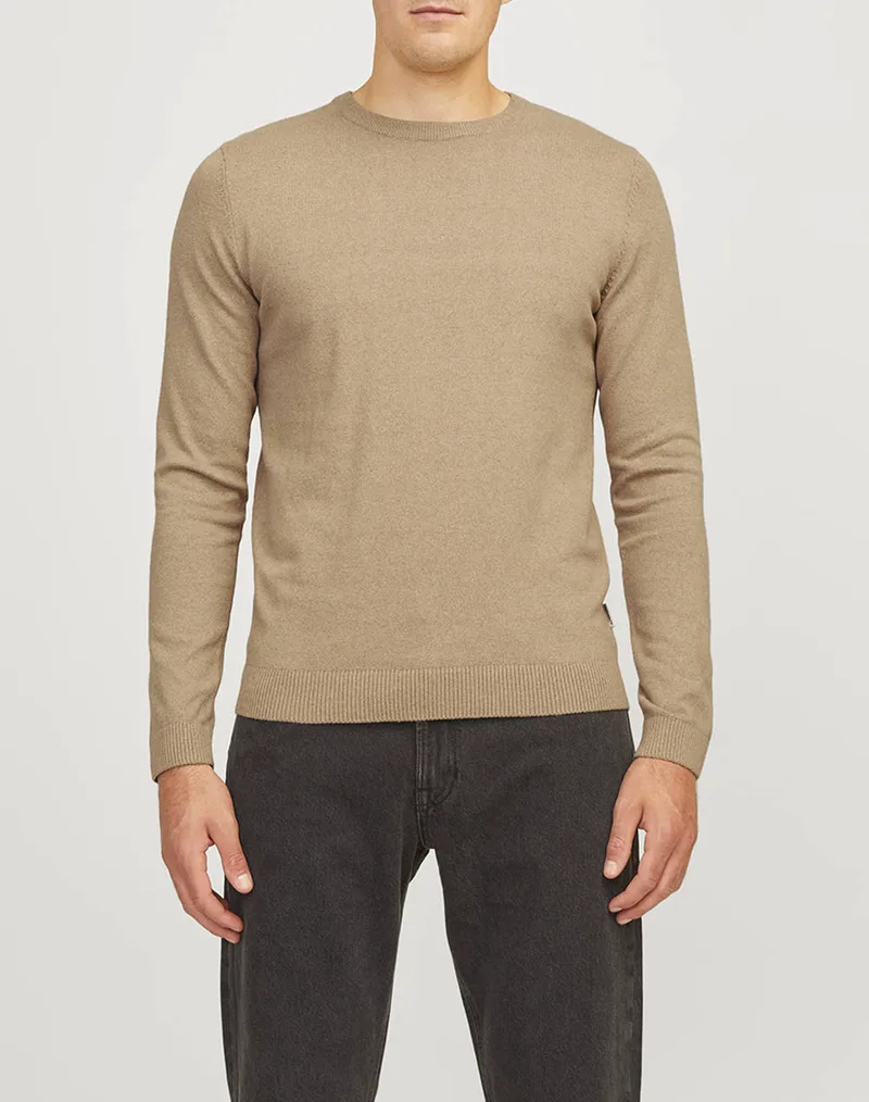 JJ REBEL JREBCALLUM KNIT CREW NECK NOOS 12263734-Crockery Biege