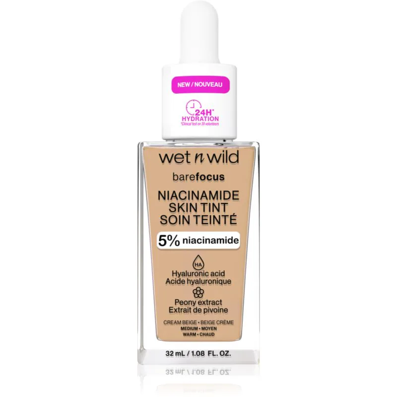 Wet n Wild BareFocus Niacinamide Skin Tint ελαφρύ ενυδατικό μεικ απ απόχρωση Cream Μπεζ (Warm) 32 ml