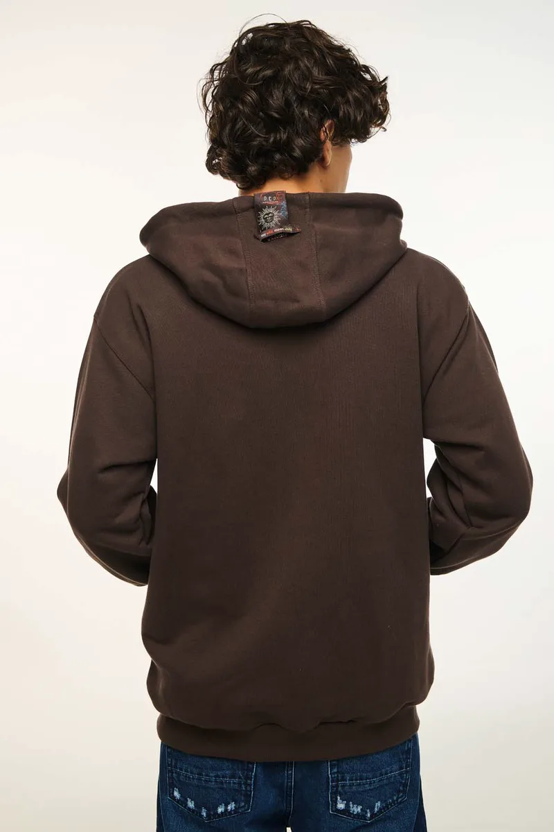Ανδρικό Φουτερ με φερμουαρ και κεντημα - UNISEX - BROWN