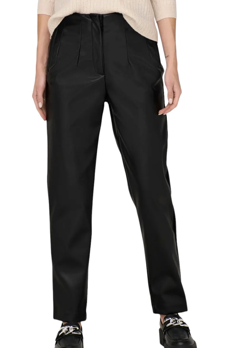 Παντελόνι Δερμάτινο Only Onlraven Idina High Waist Faux Leather 15298705-Black Γυναικείο