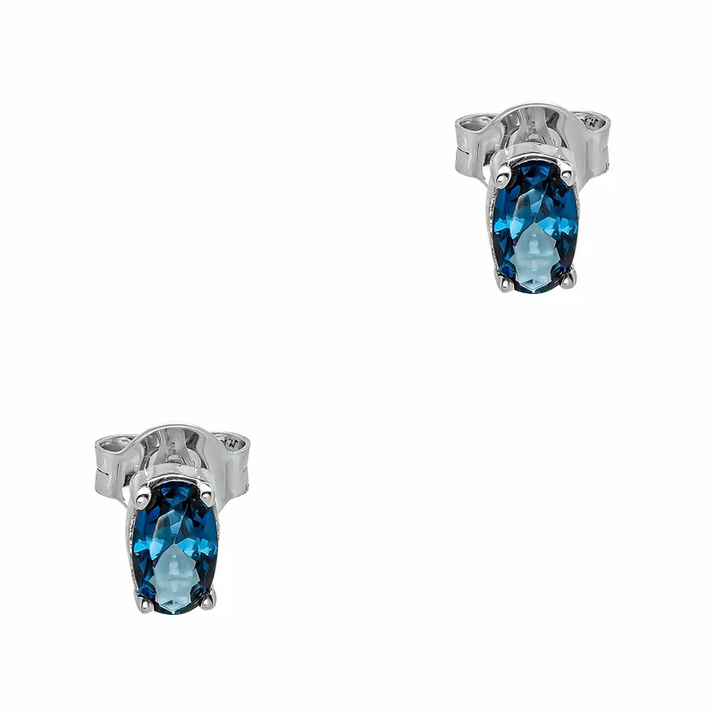 Σκουλαρίκια με London Blue απο Λευκό Χρυσό 9 Καρατίων SK2786