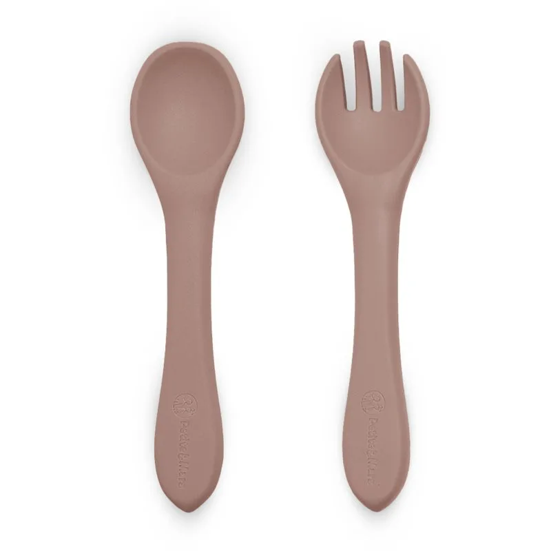 Petite&Mars Take&Match Silicone Cutlery μαχαιροπίρουνο Velvet Latte 6m+ 2 τμχ