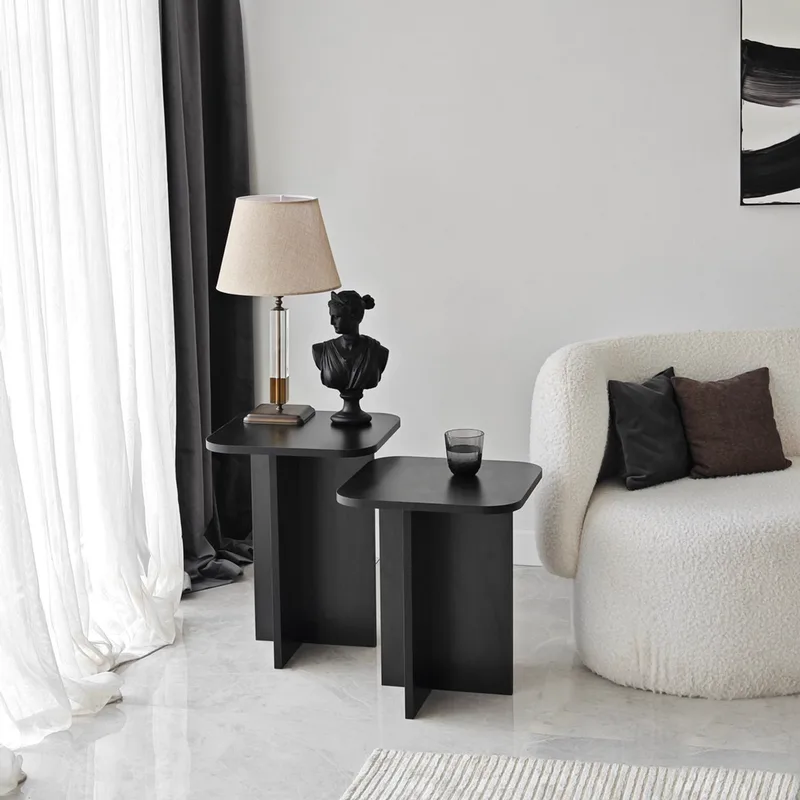 Σετ Βοηθητικά Τραπεζάκια Blues Set - Black 552Nos1482 40x50x40 cm