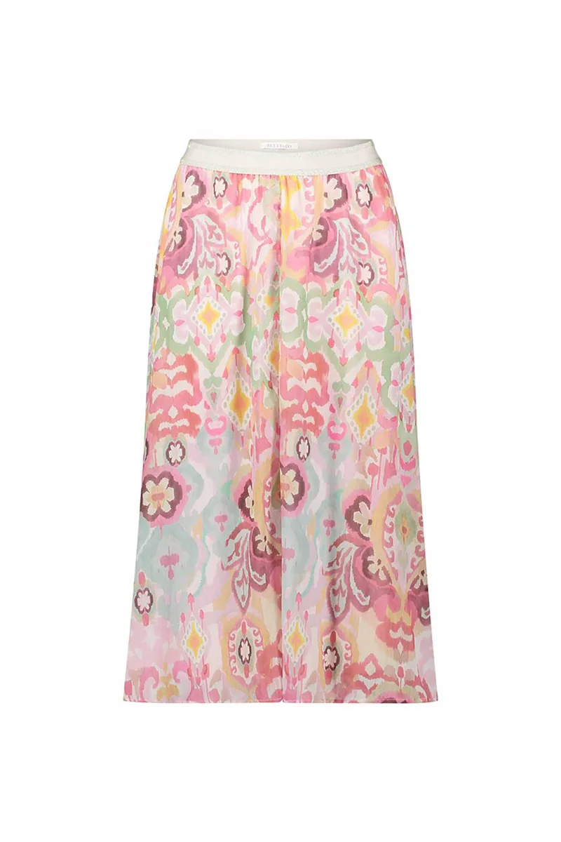 BETTY & CO γυναικεία midi φούστα με ελαστική μέση και all-over print - 9046/3270 Ροζ