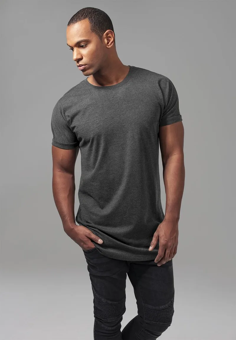 T-Shirt Long Shaped Turnup TB1561 Urban Classics Charcoal