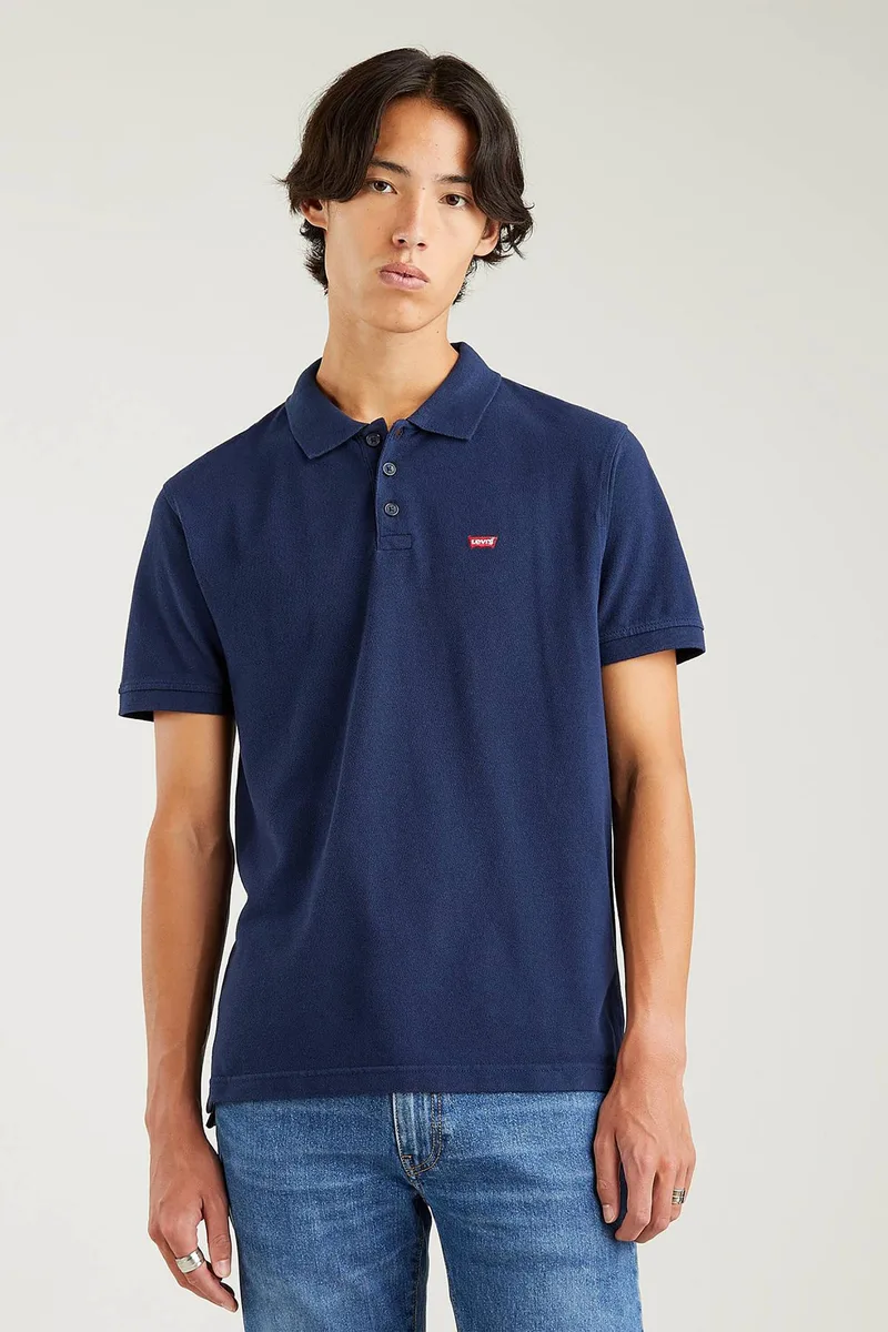 Levi's® ανδρική πόλο μπλούζα κοντομάνικη πικέ μονόχρωμη με λογότυπο Standard Fit "Housemark" - 358830005 Μπλε Σκούρο
