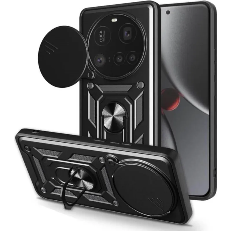Θήκη Xiaomi 15 Ultra Bodycell Armor Slide Ανθεκτική με Κάλυμμα για την Κάμερα & Μεταλλικό Ring Holder - Black (5206015082689)