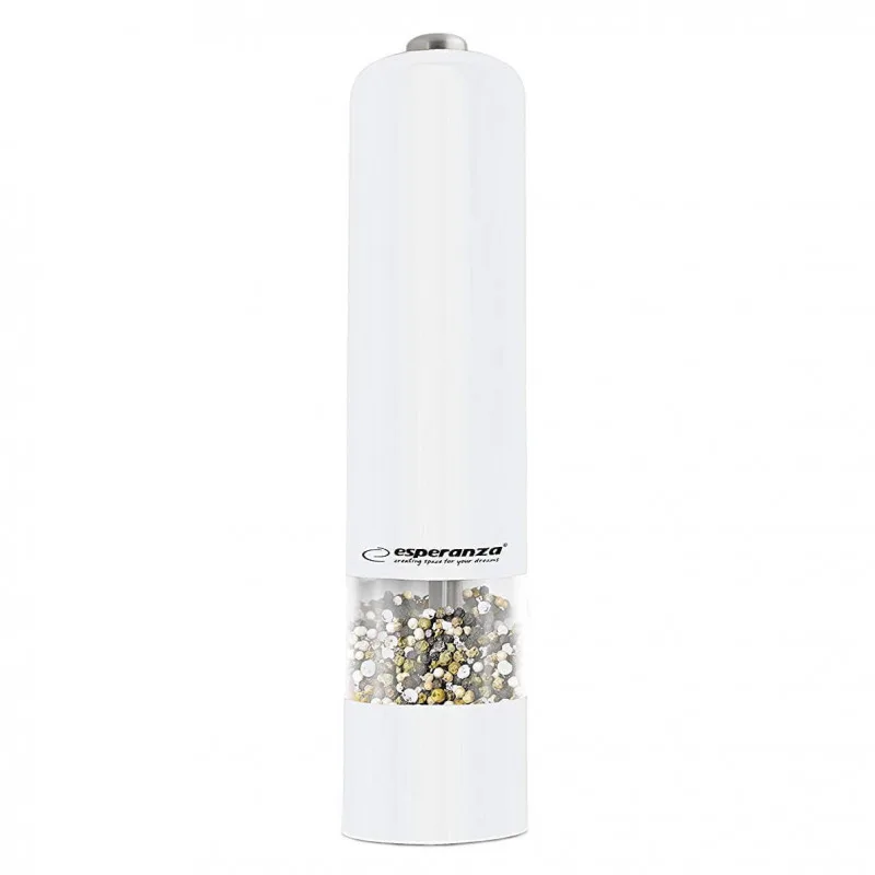 Ηλεκτρικός Μύλος Μπαχαρικών Esperanza Malabar EKP001W, LED, Εύκολο στη χρήση με το πάτημα ενός κουμπιού, Λευκό