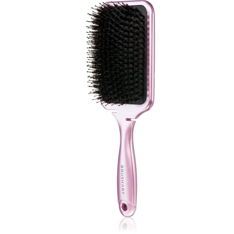 BrushArt Hair Boar bristle paddle hairbrush βούρτσα για τα μαλλιά με τρίχες αγριογούρουνου Metalic Ροζ 1 τμχ