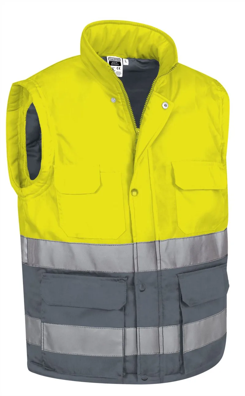 Γιλέκο Hi-Vis BERGEN Valento Fluo Yellow-Cement Grey