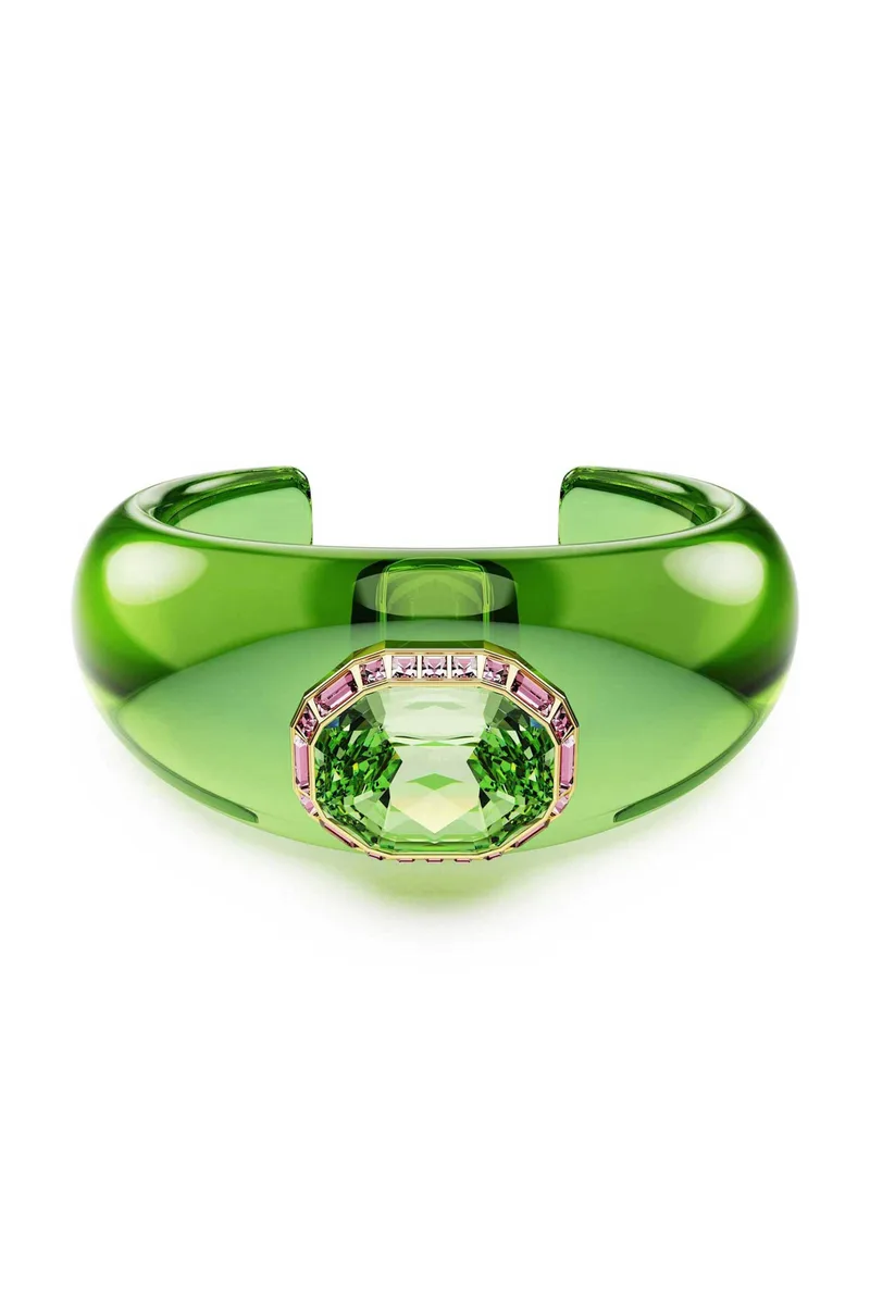 Swarovski γυναικεία χειροπέδα οκταγωνική κοπή, πράσινο, επιμετάλλωση σε χρυσαφί τόνο "Dulcis" (M) - 5714381