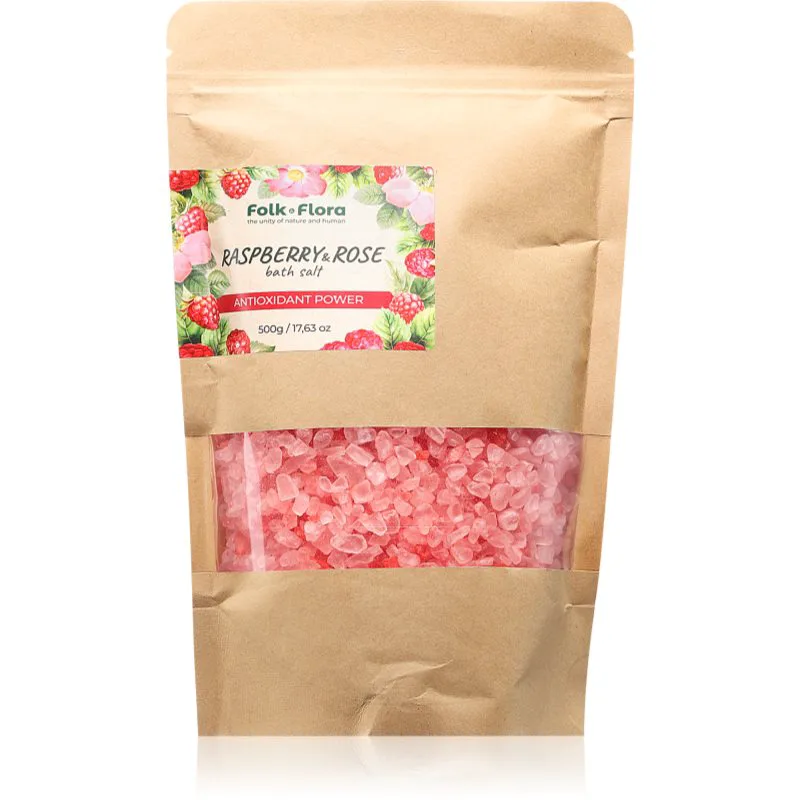 Folk & Flora Raspberry & Rose αλάτι λουτρού 500 γρ