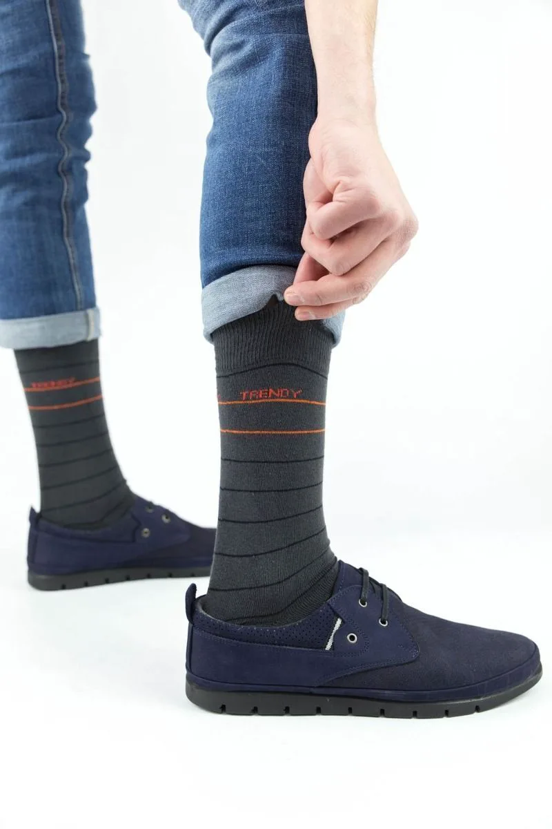 Ανδρικές casual κάλτσες SINGULAR II Βαμβακερές Trendy 16277 Σκούρο Γκρί