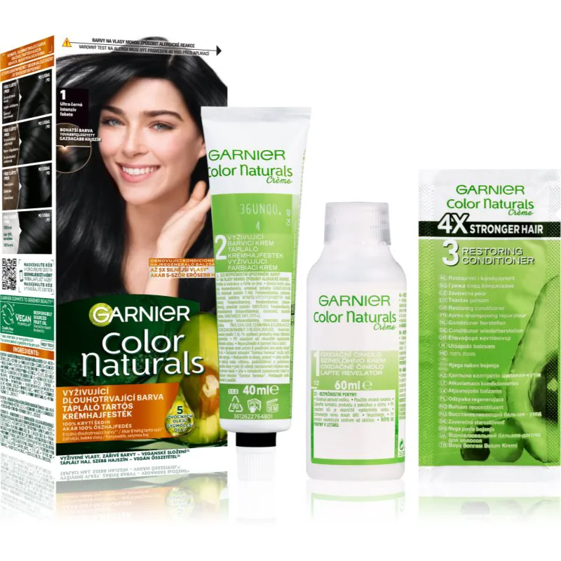 Garnier Color Naturals Creme βαφή μαλλιών απόχρωση 1 Ultra Black 1 τμχ