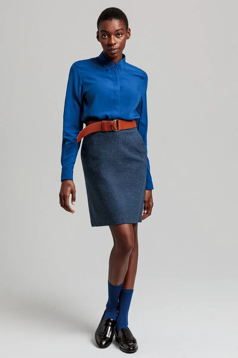 Gant γυναικεία mini φούστα με τσέπες "Ηerringbone" - 4400042 Μπλε Σκούρο
