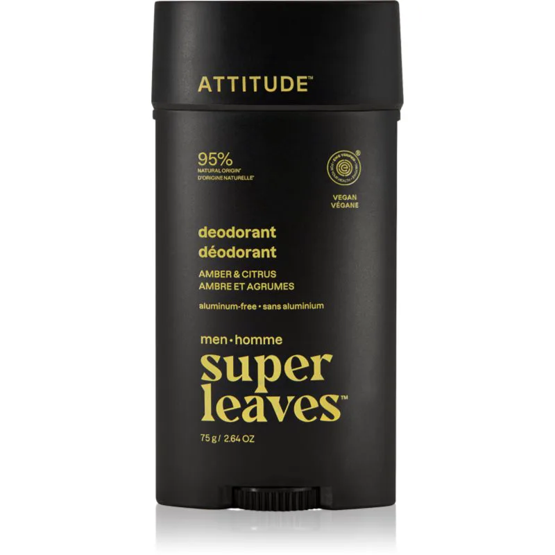 Attitude Super Leaves Men Deodorant αποσμητικό για άντρες Amber & Citrus 75 γρ