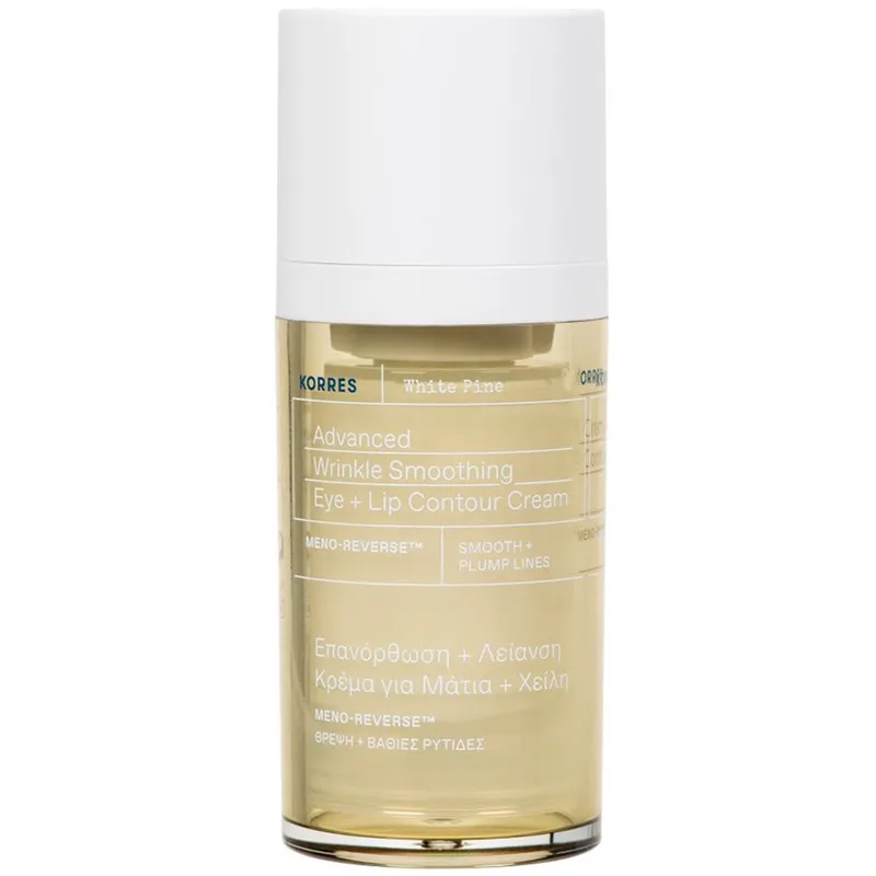 Korres White Pine Advanced Wrinkle Smoothing Eye & Lip Contour Cream Κρέμα Ματιών & Χειλιών Λευκή Πεύκη για Επανόρθωση & Λείανση 15ml