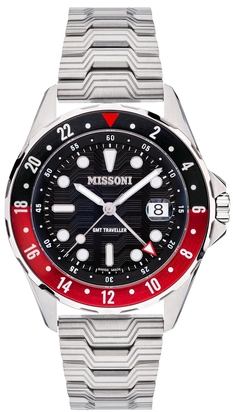 MISSONI GMT Traveller Swiss Made - MWNX00421 Silver case with Stainless Steel Bracelet