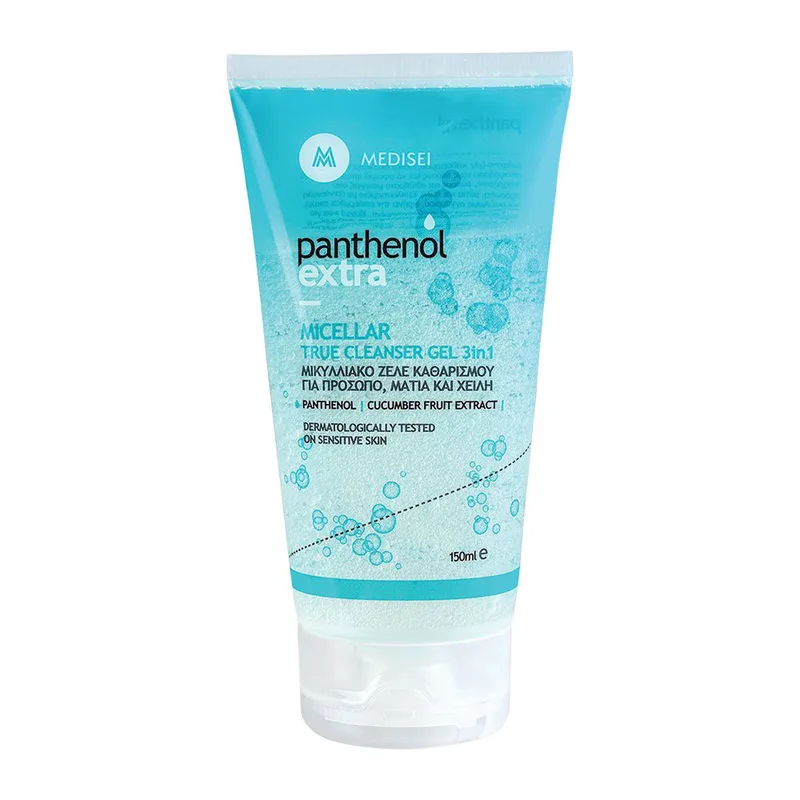 Panthenol Extra 3in1 Micellar True Cleanser Gel Μικυλλιακό Τζέλ Καθαρισμού για Πρόσωπο, Μάτια & Χείλη 150ml