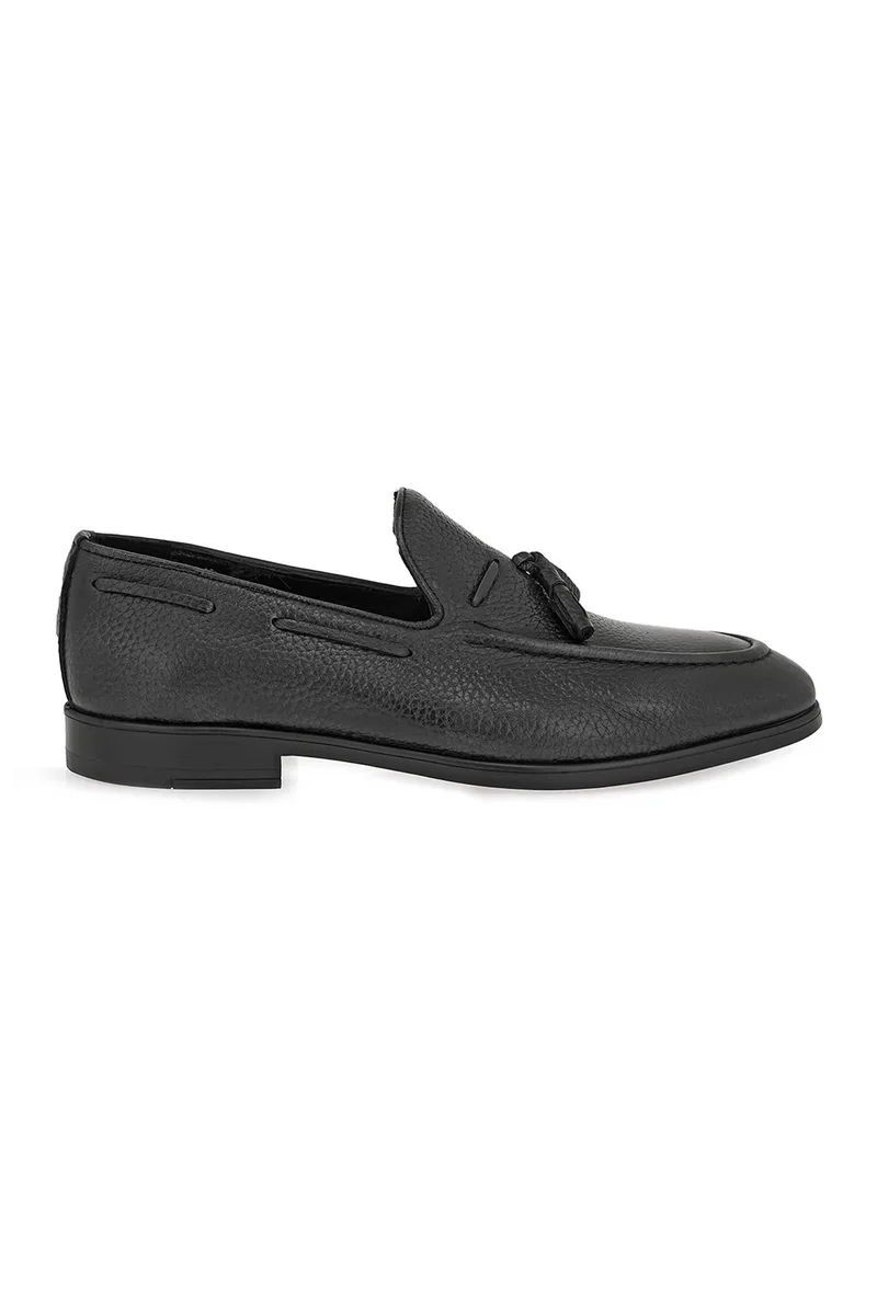 Giovanni Morelli ανδρικά δερμάτινα loafers μονόχρωμα - W553H40511E1 Μαύρο
